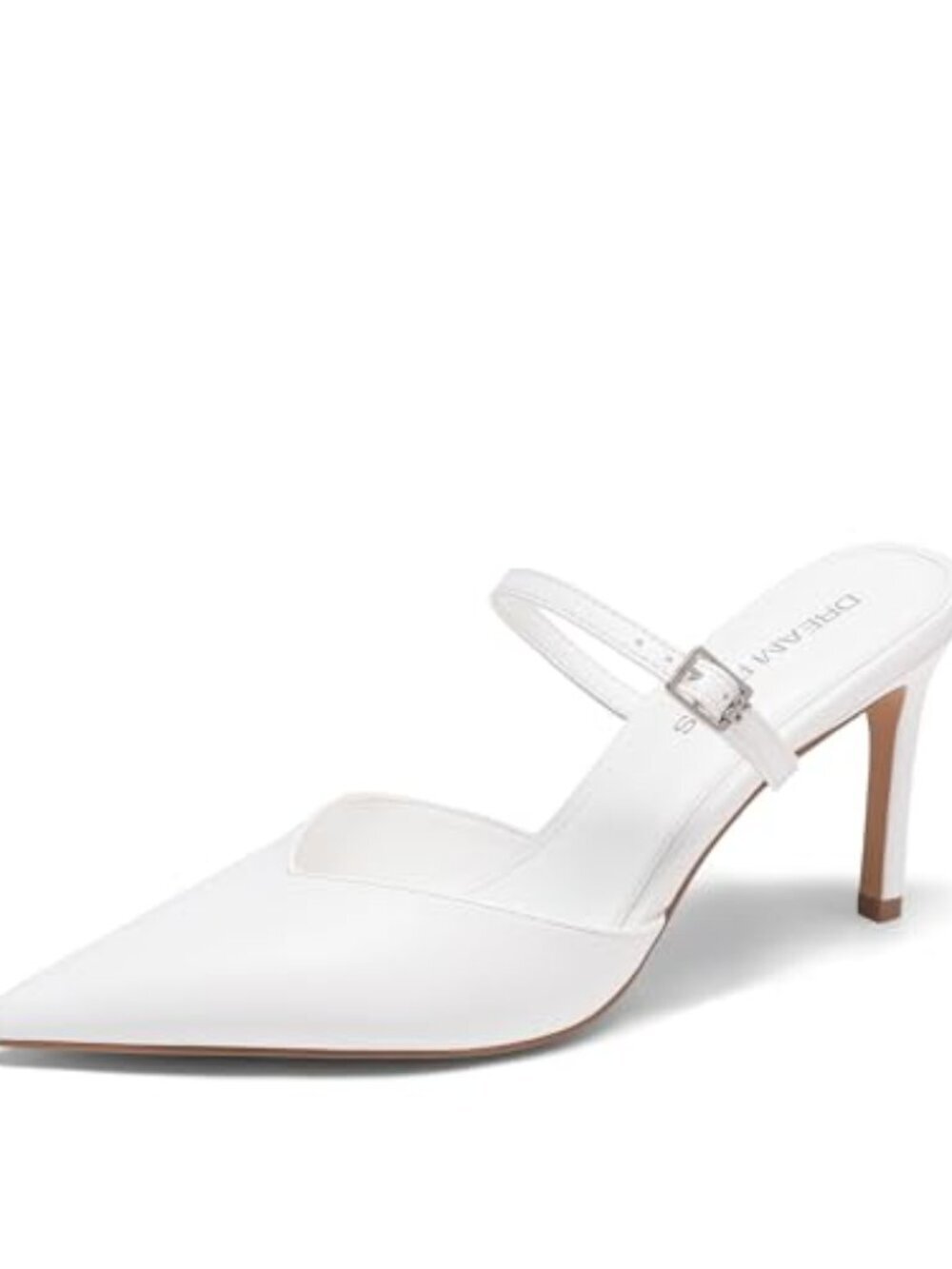 🆕 Womens Closed Toe High Heels Mules Ankle Strap Stiletto Pointed Pumps - White